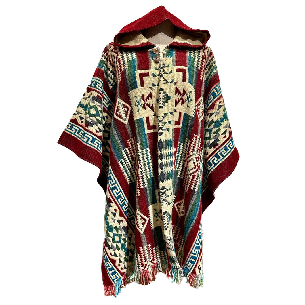 The Inca Poncho- Burgundy