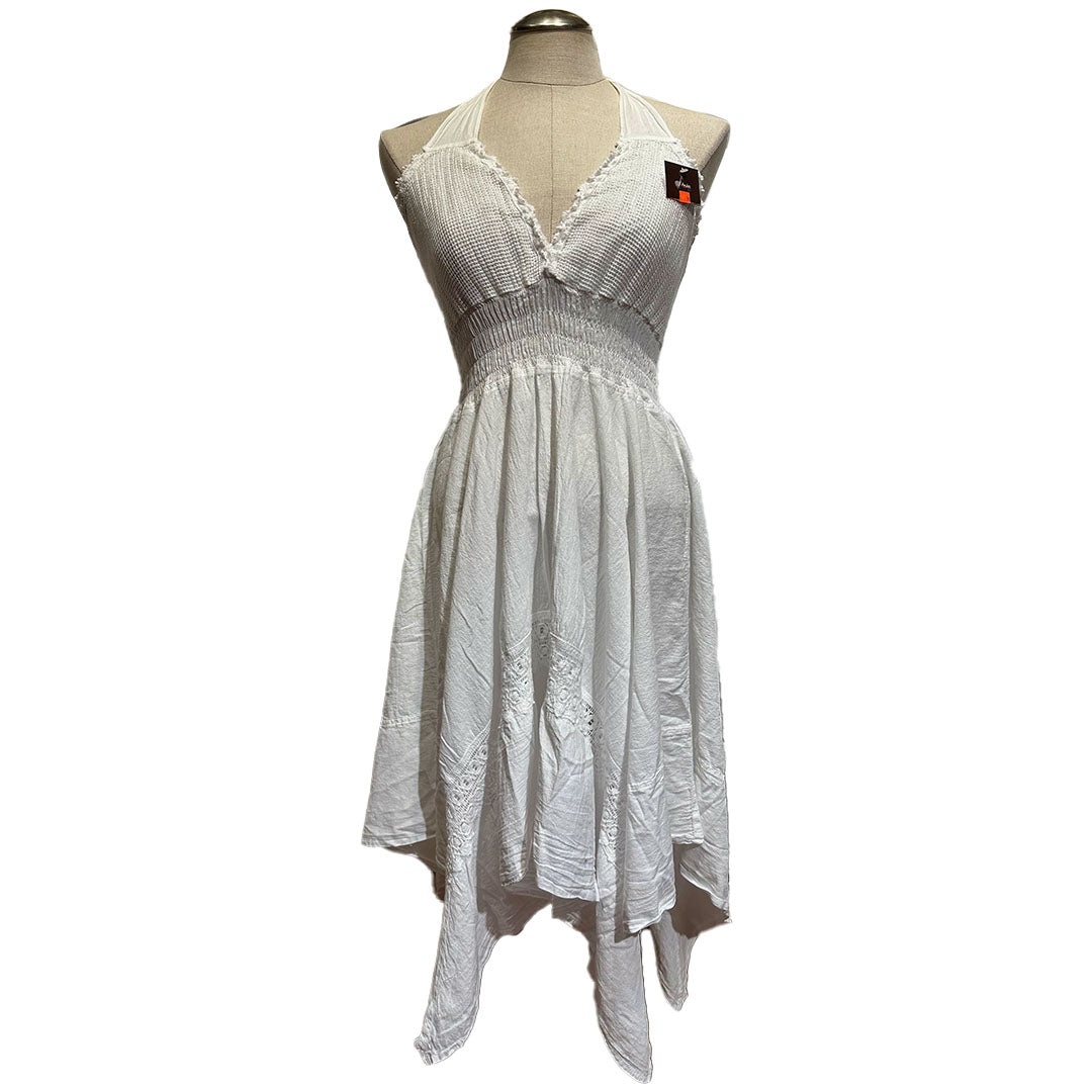 Organic Cotton Dress- White Pointed Hem – ANDES ARTS