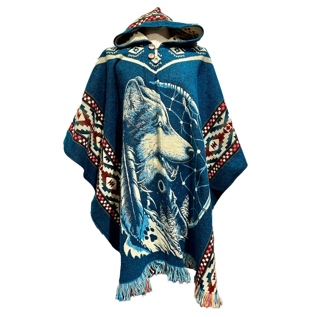 The Original Wolf Poncho- Blue Wolf