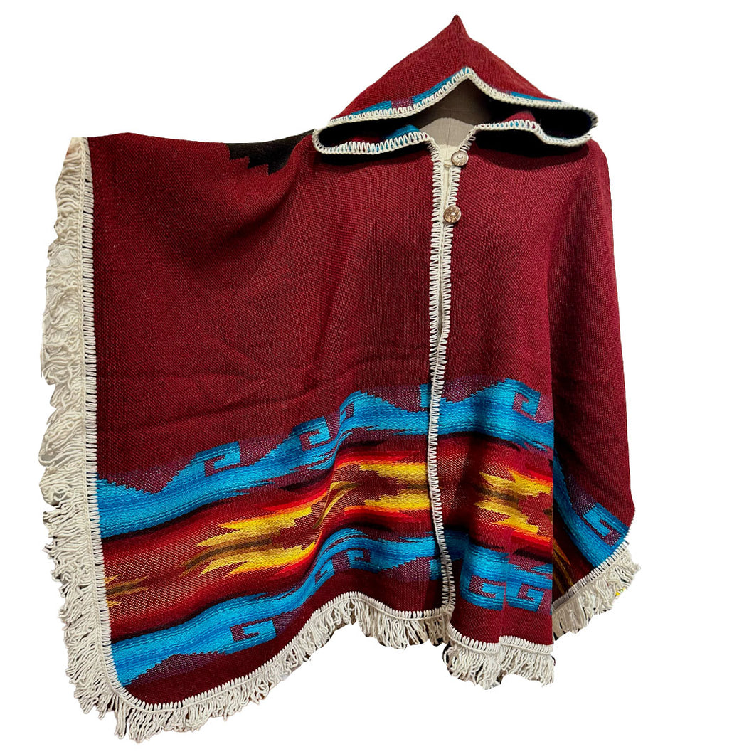 The Wool Poncho- Burgundy